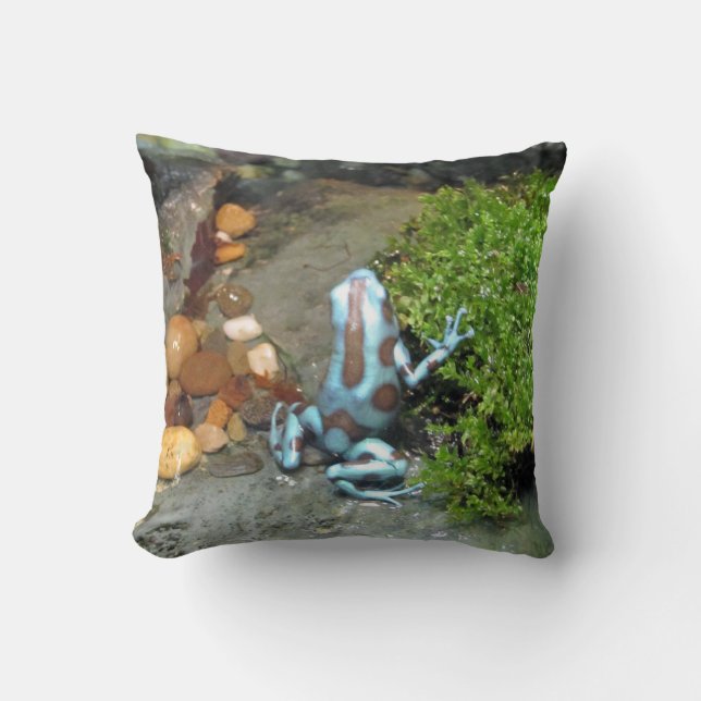 Silvery Blue Dart Frog Cushion (Front)