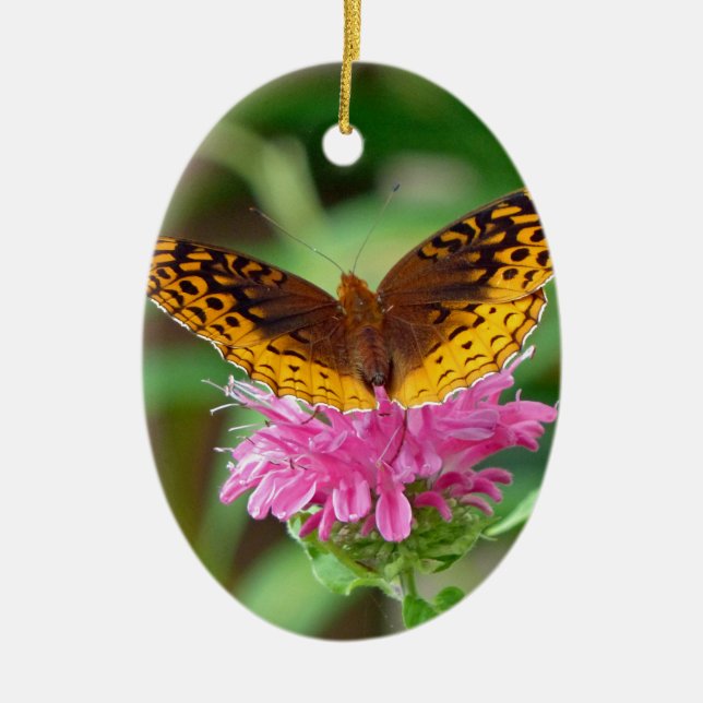 Silvery Checkerspot Butterfly Ceramic Ornament (Front)