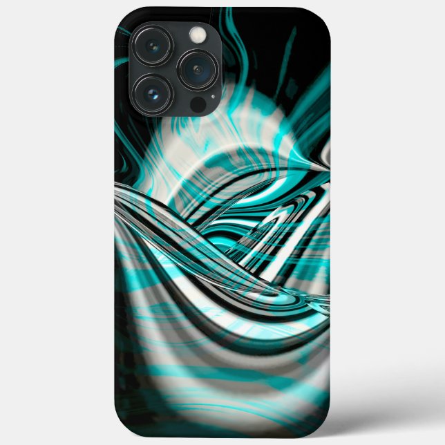 Silvery curved wavy under cyan green smoke on dark Case-Mate iPhone case (Back)