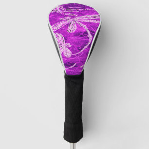 Silvery Dragonflies on a Magic Magenta Sky Golf Head Cover