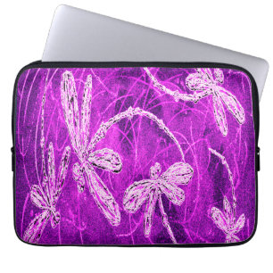 Silvery Dragonflies on a Magic Magenta Sky Laptop Sleeve
