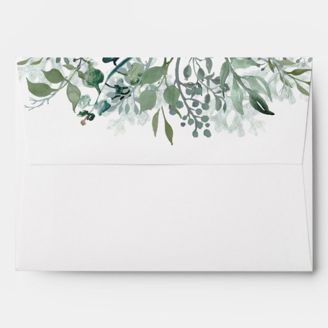 Silvery Green Eucalyptus Wedding Envelope (Back (Top Flap))