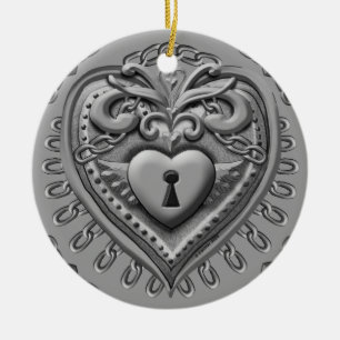 Silvery Heart Lock custom ornaments