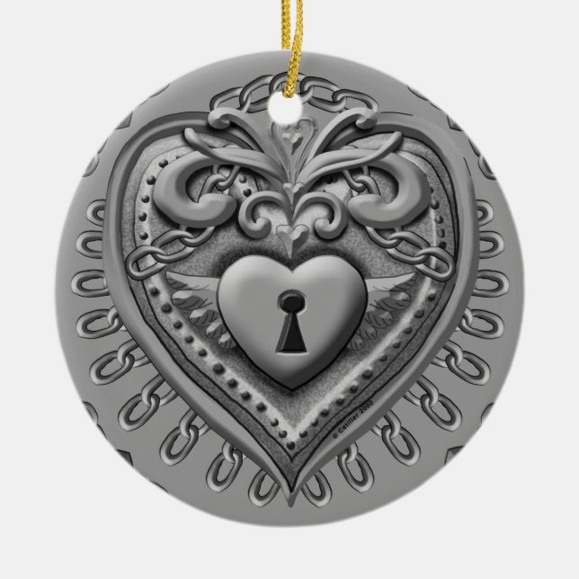 Silvery Heart Lock custom ornaments (Front)