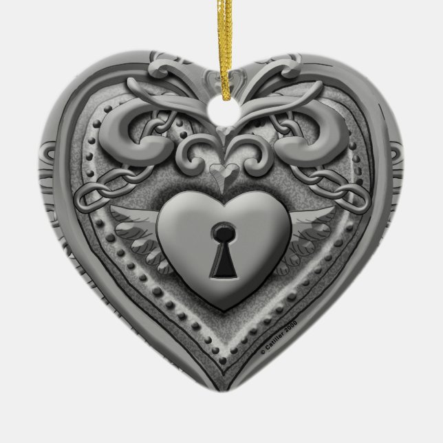 Silvery Heart Lock custom ornaments (Front)