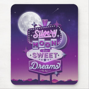 Silvery Moon Bids Sweet Dreams Computer Mousepad