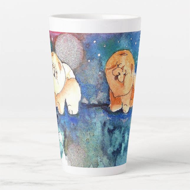 SILVERY MOON Chow dog watercolor Latte Mug (Front)