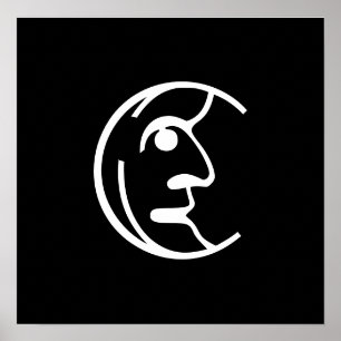 Silvery Moon in white Poster