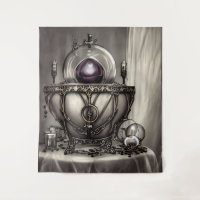 Silvery Ornate Cauldron with Purple Crystal Ball