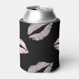 Silvery Pink Kisses Can Cooler