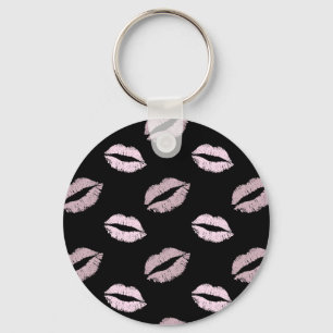 Silvery Pink Kisses Key Ring