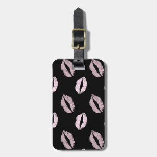 Silvery Pink Kisses Luggage Tag