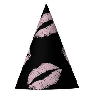 Silvery Pink Kisses Party Hat