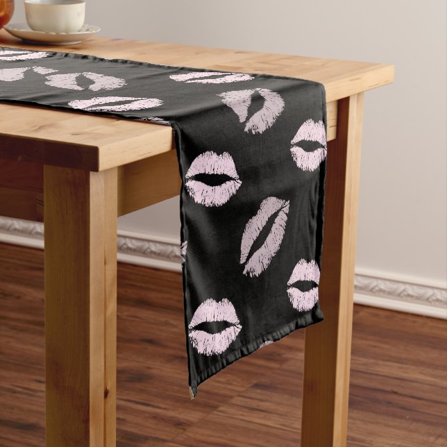 Silvery Pink  Kisses Short Table Runner (In Situ)