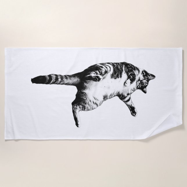 Silvery Shade Tabby Beach Towel (Front)