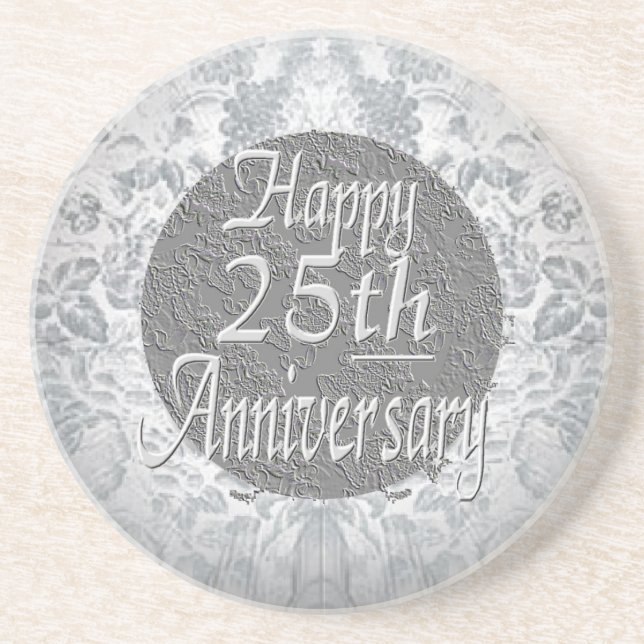Silvery-Silver 25th Anniversary Coaster (Front)