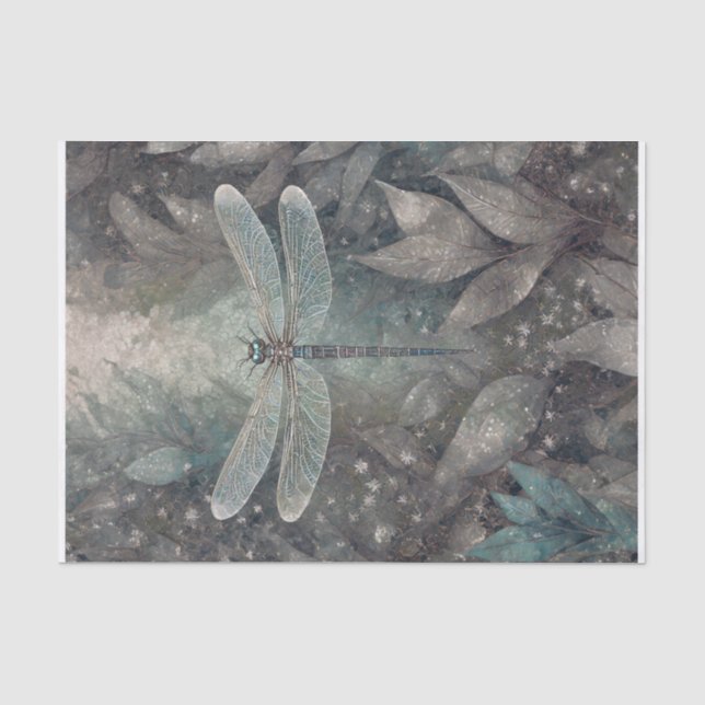Silvery Sparkle, Midnight Wings Dragonfly Tissue Paper (Front)