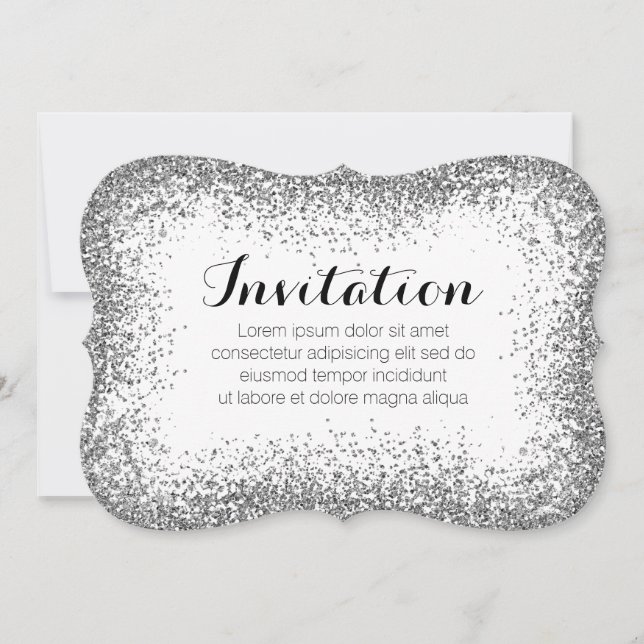 Silvery Sprinkle Illusion Invitation (Front)