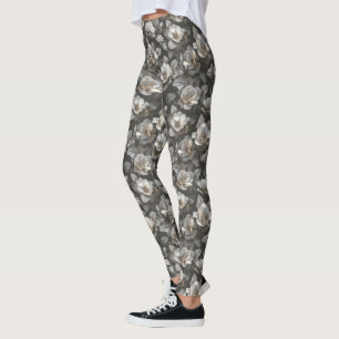 Silvery Women Active Wear Gardenias Sparkle Leggings