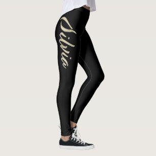 Silvia white gold Handwriting trousers Leggings