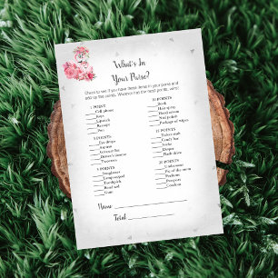 Silvr Flamingo Ballerina What's In Your Purse Game Invitation