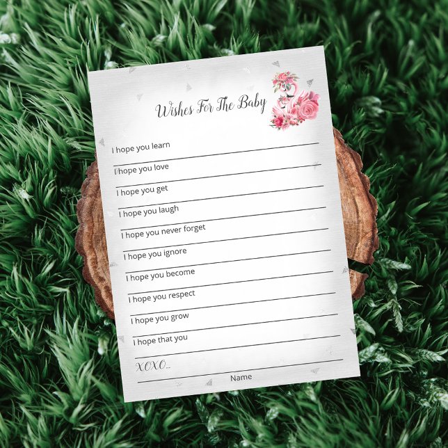 Silvr Flamingo Ballerina Wish For Baby Shower Card (Creator Uploaded)