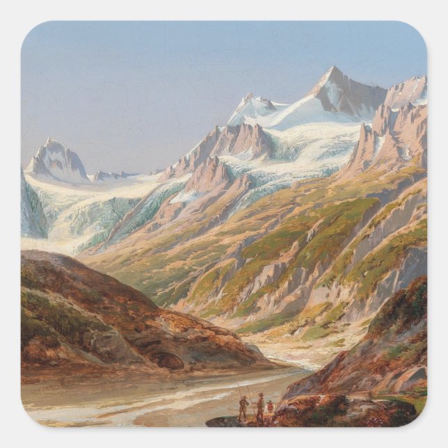 Silvretta Mountain Landscape – Ignaz Dorn Square Sticker (Front)