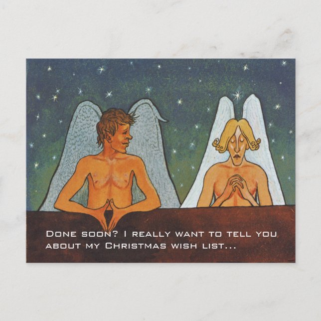 Simberg Two funny angels CC0613 Christmas Postcard (Front)
