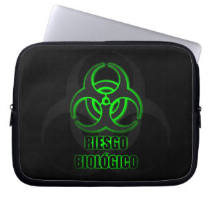 Símbolo Verde Brillante de Riesgo Biológico Laptop Sleeve