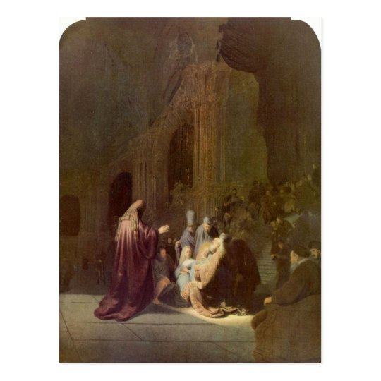 Simeon in the temple by Rembrandt Postcard