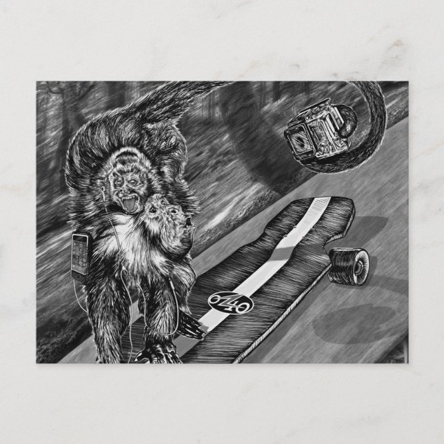 Simeon Skateboard Selfie Postcard (Front)