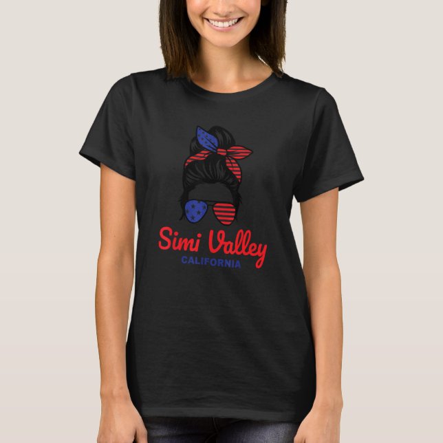 Simi Valley California Retro Messy Bun T-Shirt (Front)