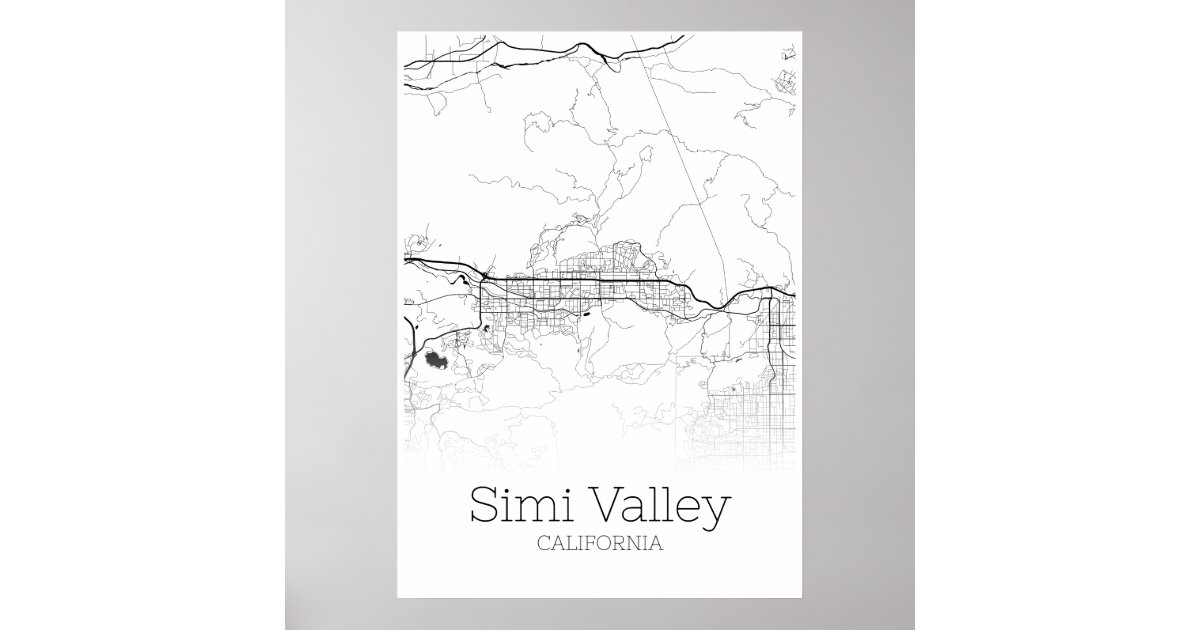 Simi Valley Map California City Map Poster Zazzle