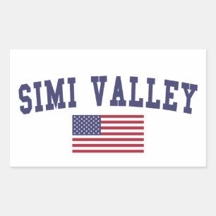 Simi Valley US Flag Rectangular Sticker