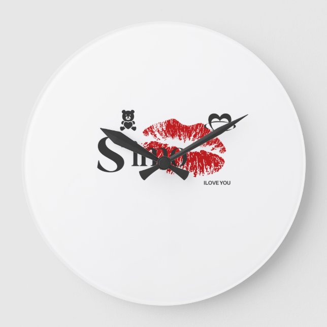 Simo I Love You ❤️ | Romantic Love Design Large Clock (Front)