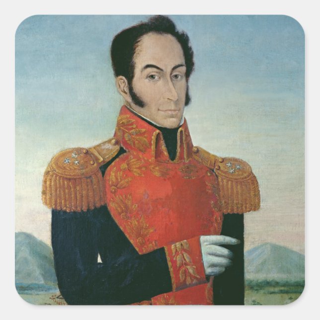 Simon Bolivar Square Sticker (Front)