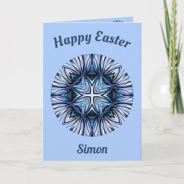 SIMON ~ Easter card ~ Shades of Blue and White (Front)