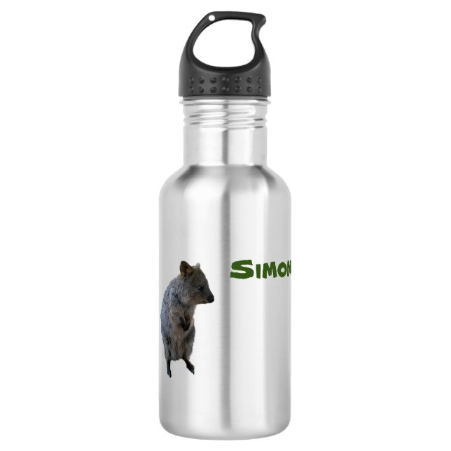 Simon Name And Aussie Quokka, Water Bottle (Front)