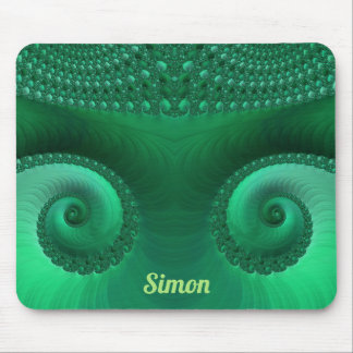 SIMON ~ Zany Shades of Green Fractal Pattern Mouse Pad