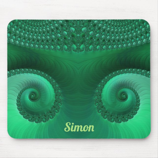 SIMON ~ Zany Shades of Green Fractal Pattern  Mouse Pad (Front)