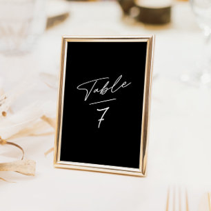 Simpe Minimalist Calligraphy Black Table Number