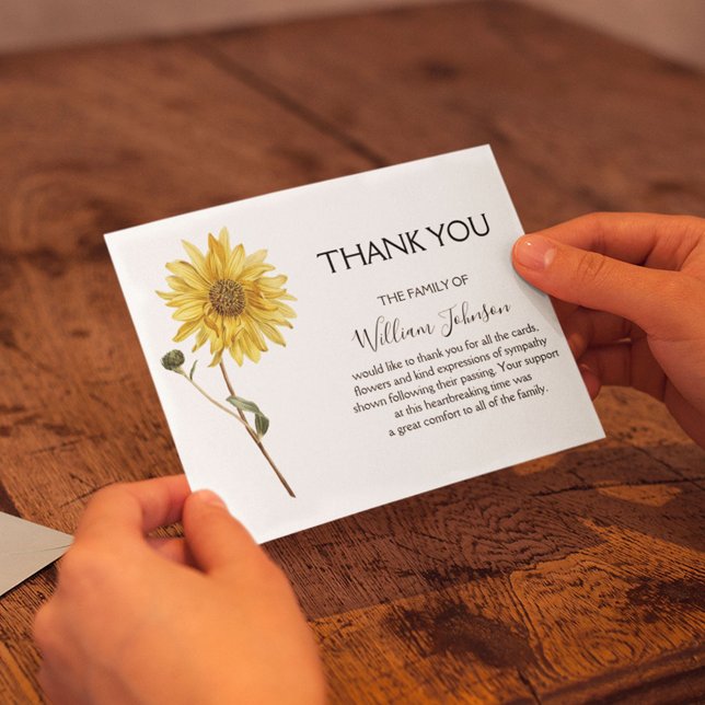Simpe Sunflower Funeral Bereavement Thank You Card (Creator Uploaded)