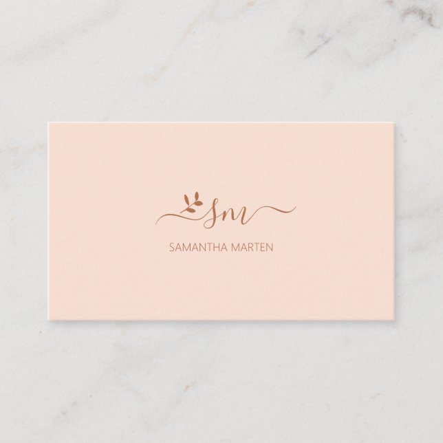 Simpel beige brown floral business card (Front)