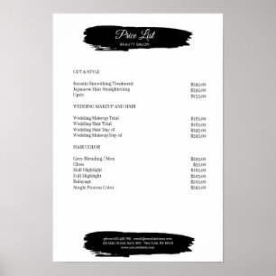 Simpel Black White Price List Poster