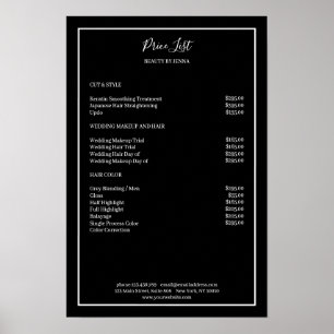 Simpel Black White Price List  Poster