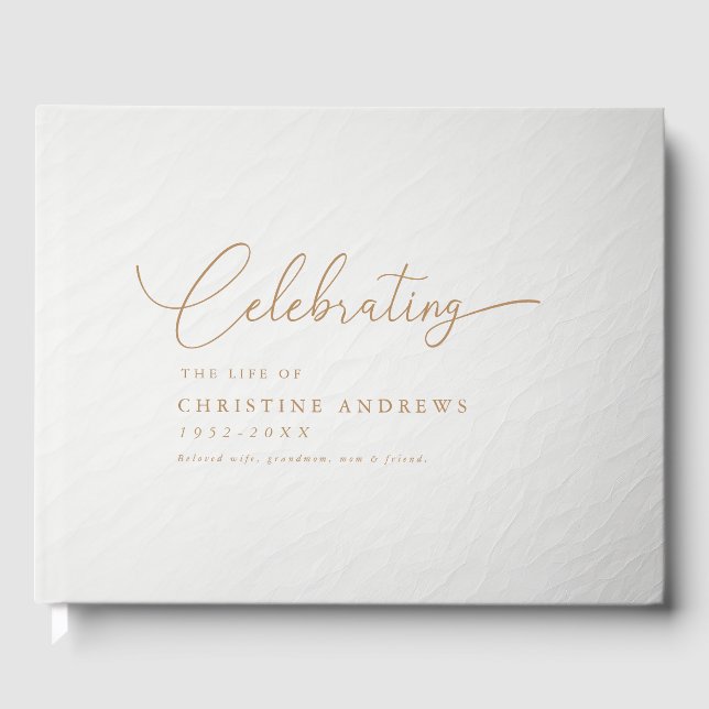 Simpel "Celebration of life" Script Font  Guest Book (Front)