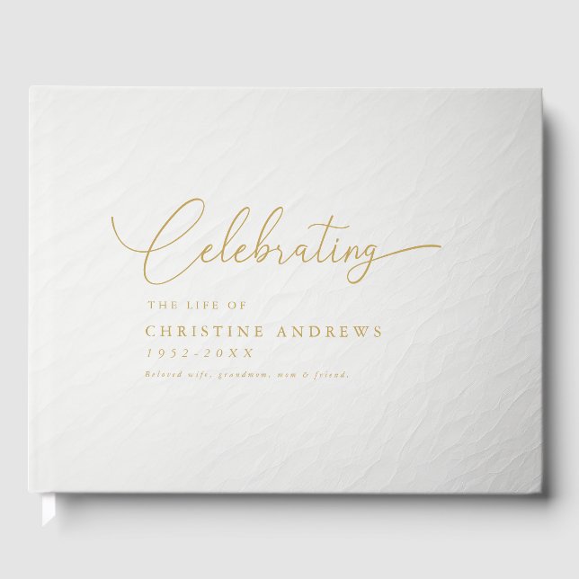 Simpel "Celebration of life" Script Font  Guest Book (Front)