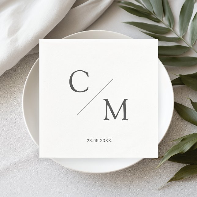 Simpel Elegant Monogramm White Napkin (Creator Uploaded)