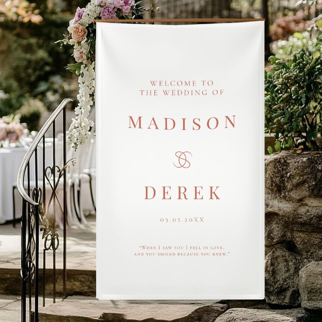 Simpel Elegant Wedding WELCOME Banner (Simpel, Elegant, Wedding "WELCOME" Banner with your name and date.)