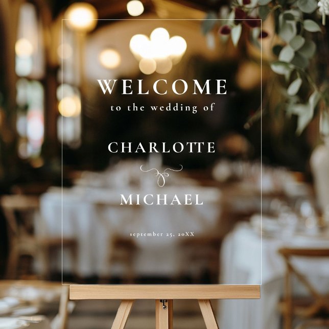 SIMPEL, ELEGANT, "WELCOME"  WEDDING  ACRYLIC SIGN (SIMPEL, ELEGANT, "WELCOME" WEDDING ACRYLIC SIGN)